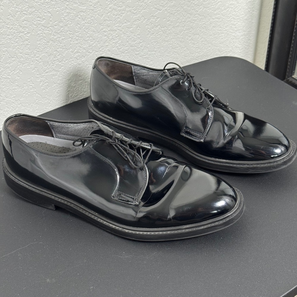 Capps Derby Shoes Mens Black Patent Leather Air-Lite Uniform Dress Shoes